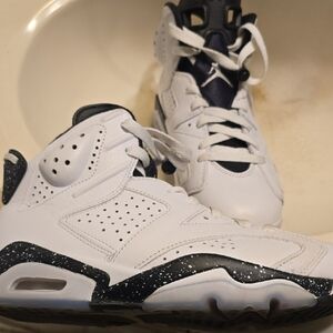 Jordan White and Black Speckled Sneakers